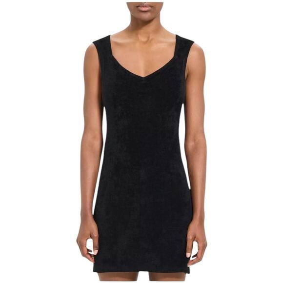 Theory NWT Micro Velvet Sleeveless Mini Dress Black Size P / XS Sheath V-Neck - Picture 1 of 12